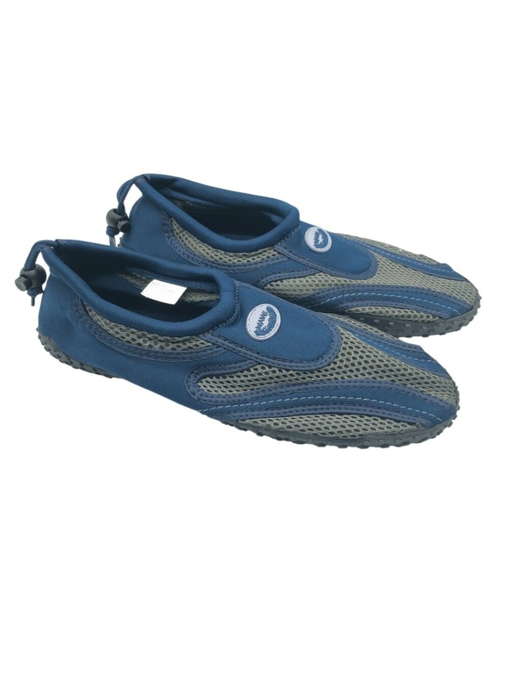 Easy USA Mens Water Shoes Slip On Drawstring Fabric Mesh Navy Blue Gray 10